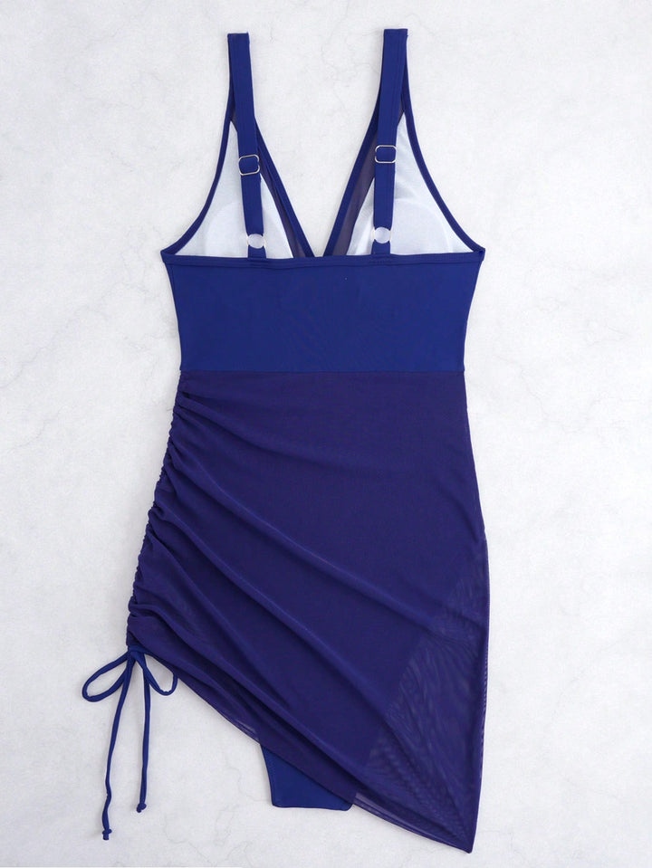 Costum de baie tip rochie SHEIN, albastru