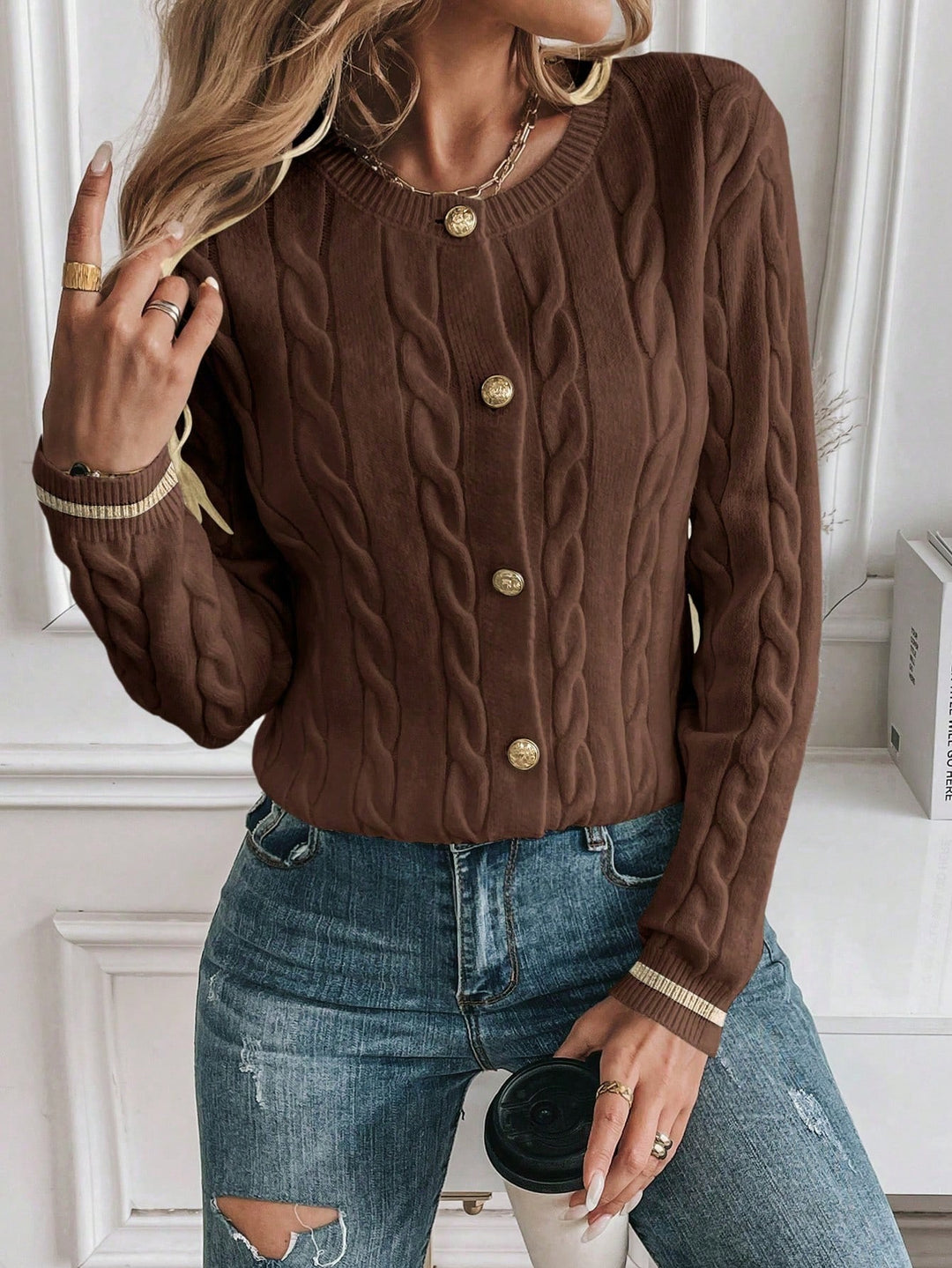 Cardigan SHEIN, maro