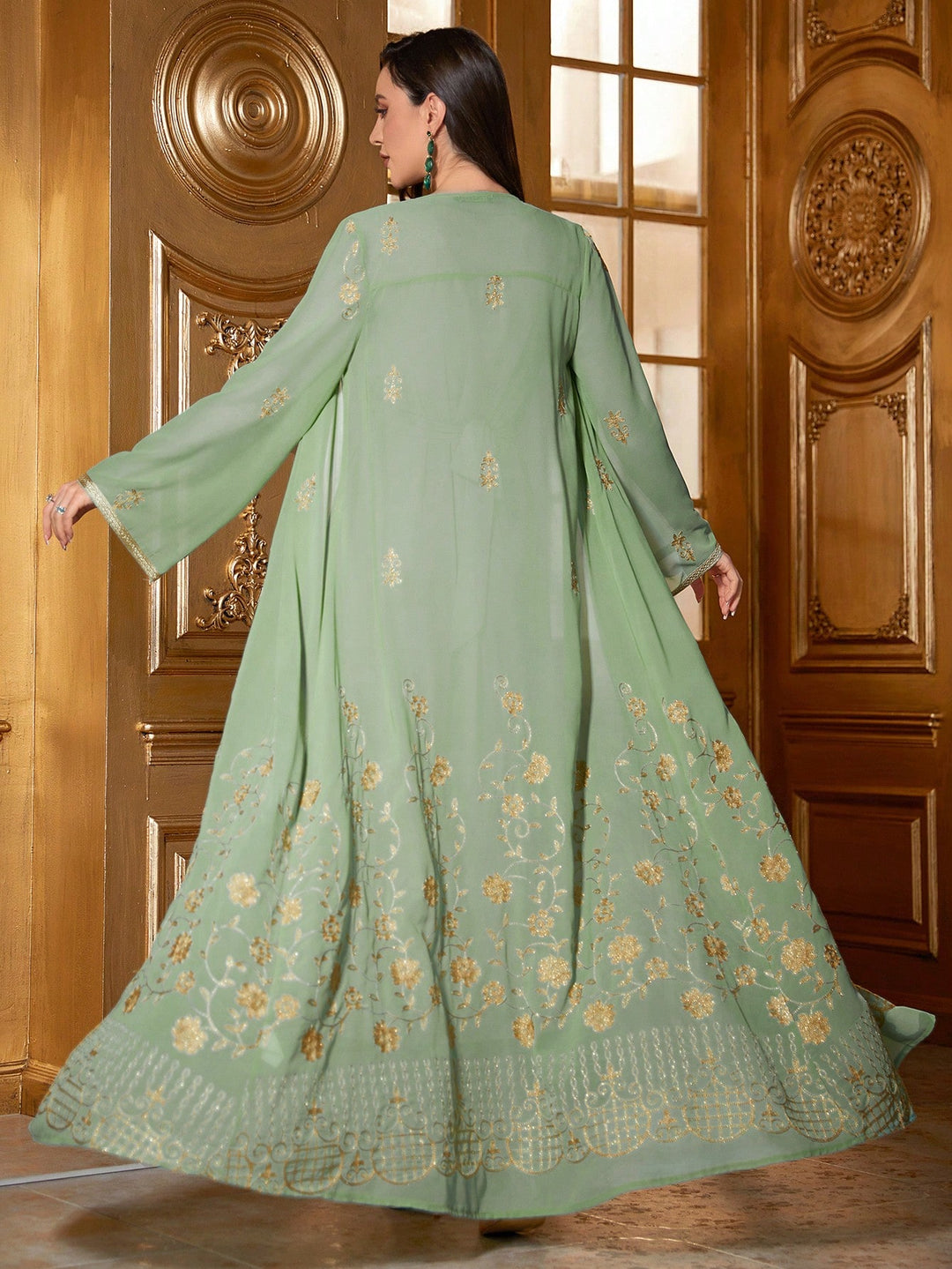 Set caftan și jalabiya SHEIN, verde