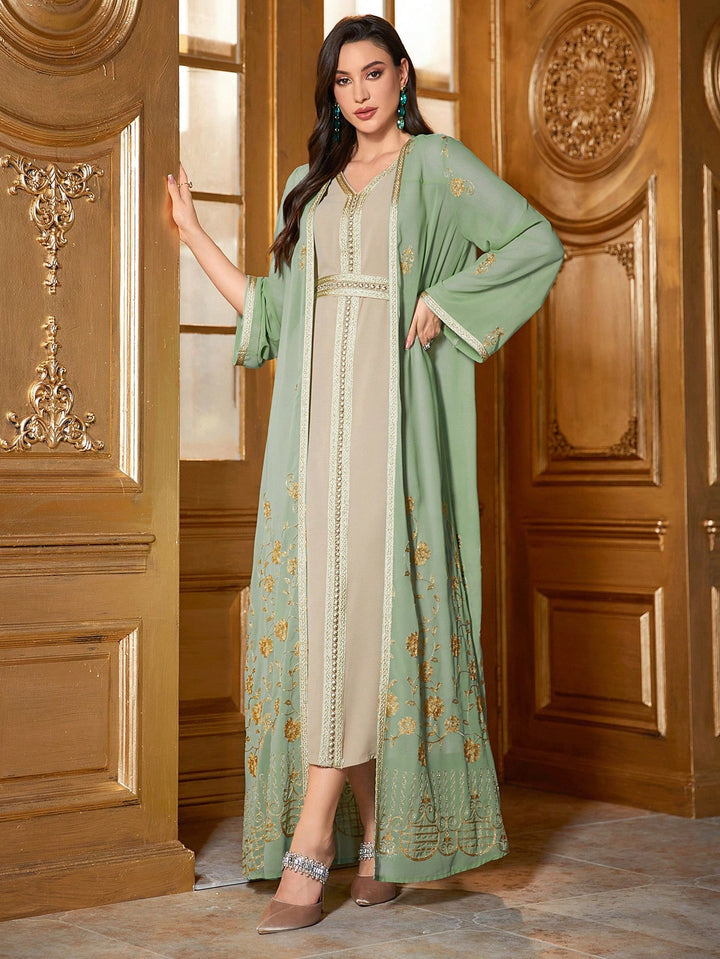 Set caftan și jalabiya SHEIN, verde