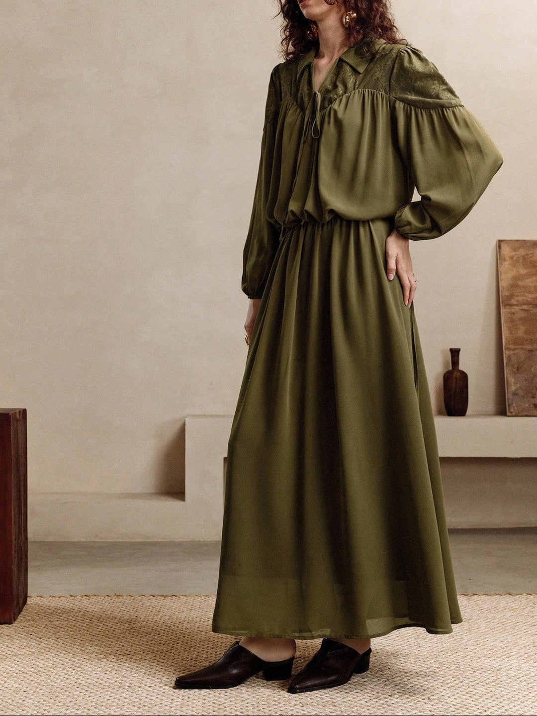 Rochie maxi SHEIN, kaki
