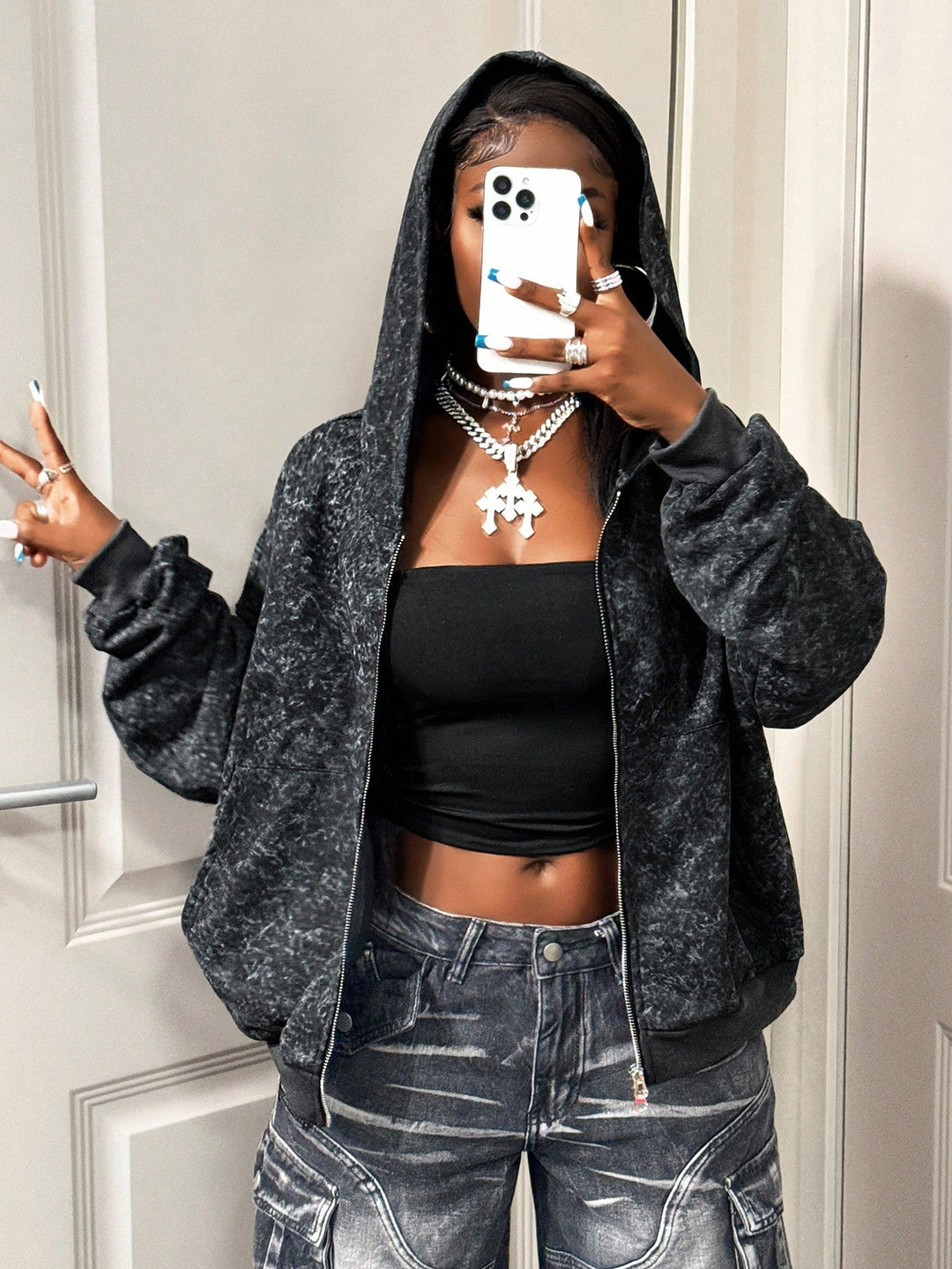 SHEIN kapucnis pulóver, szürke