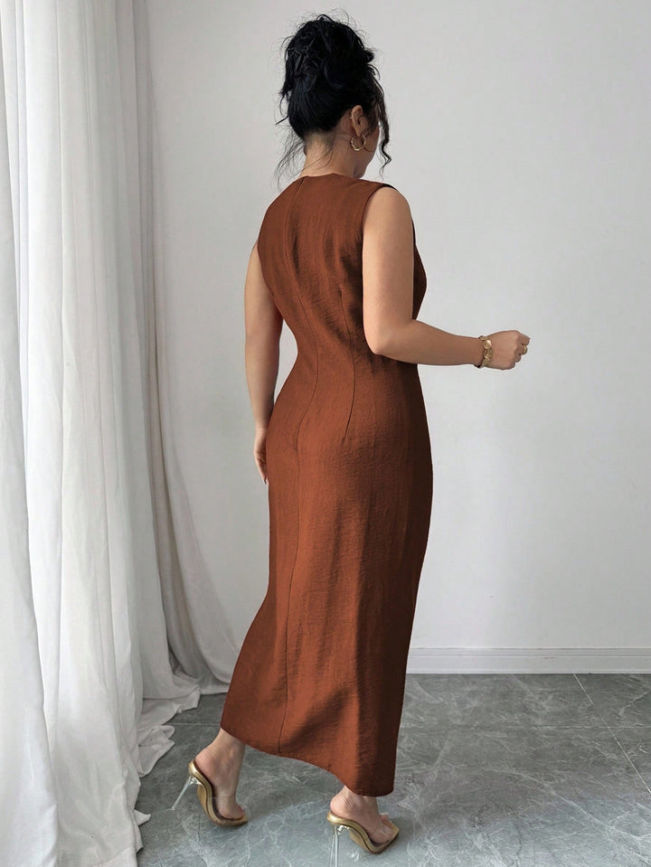 Rochie midi SHEIN, maro