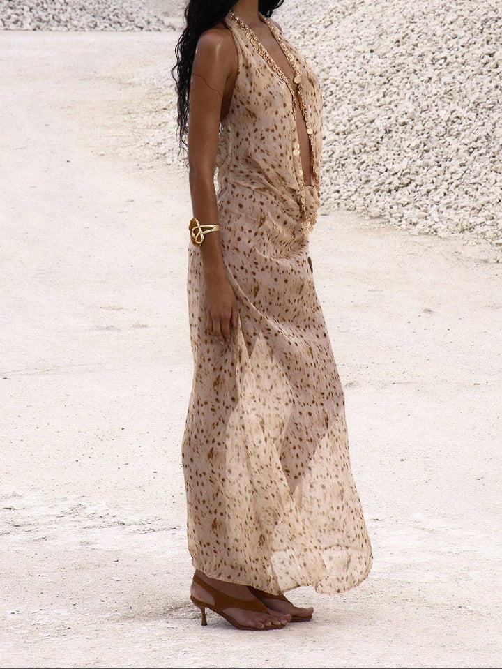 Rochie maxi de plajă, mix culori
