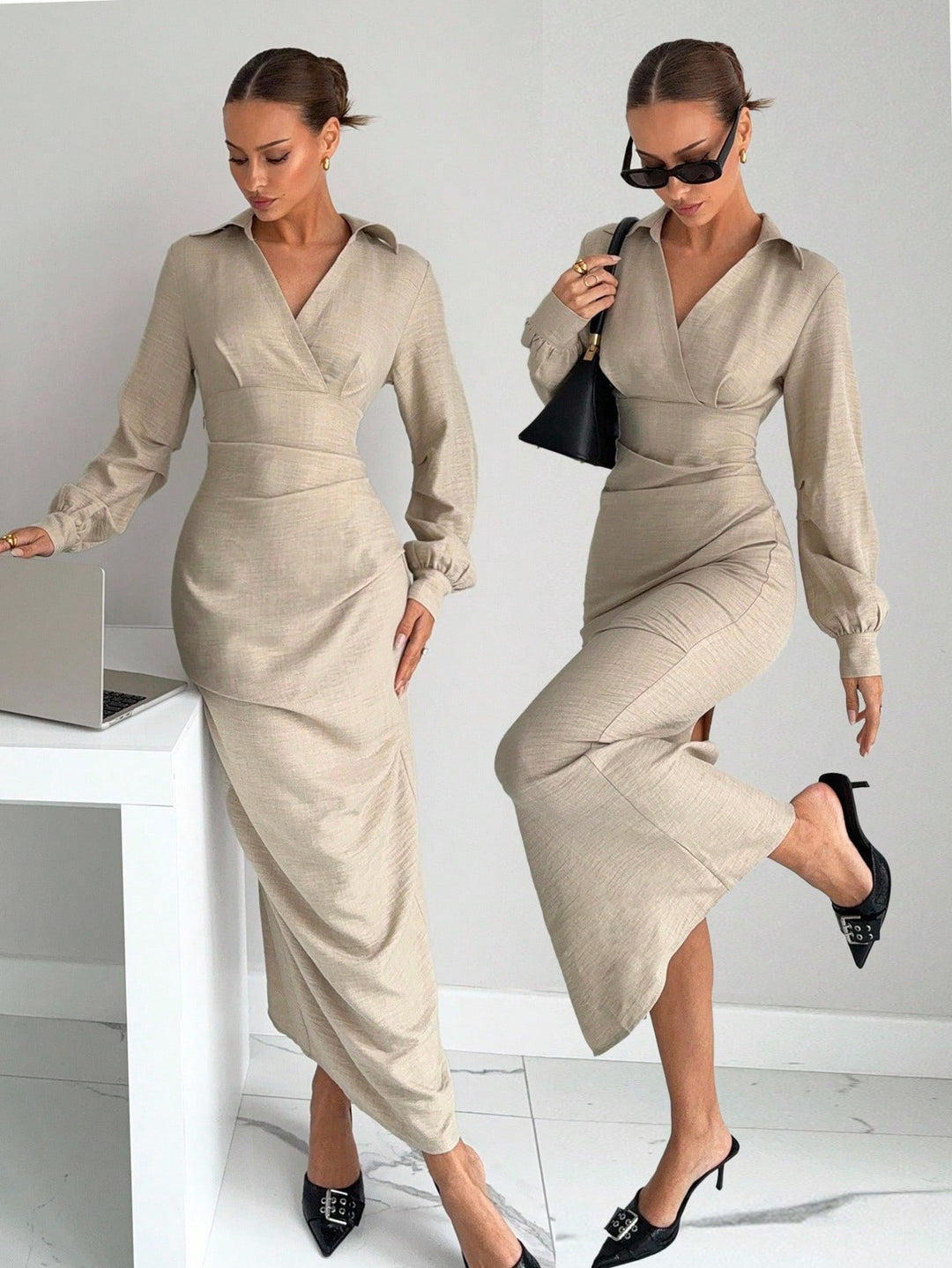 Rochie maxi SHEIN, bej