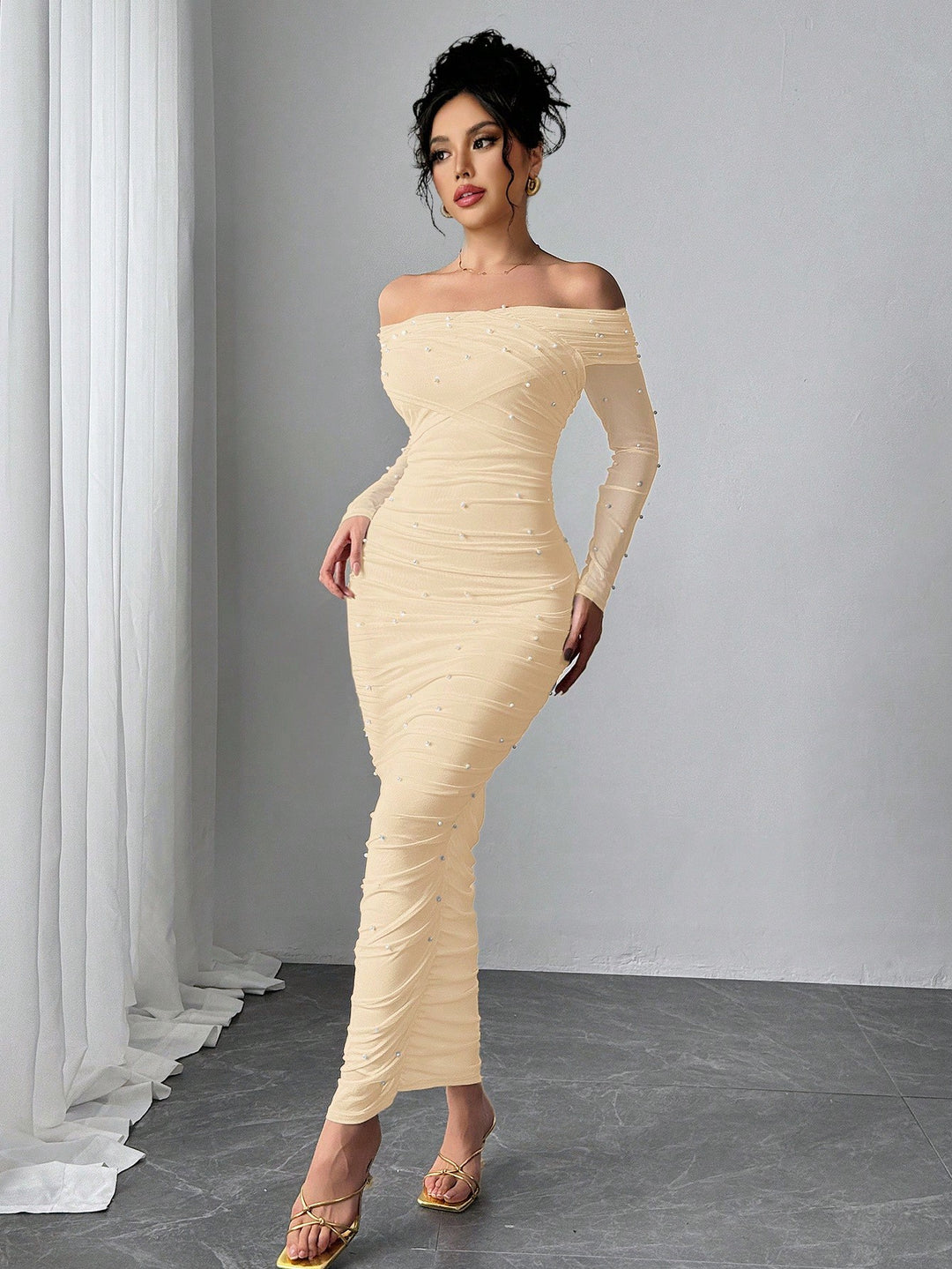 Rochie maxi SHEIN, bej