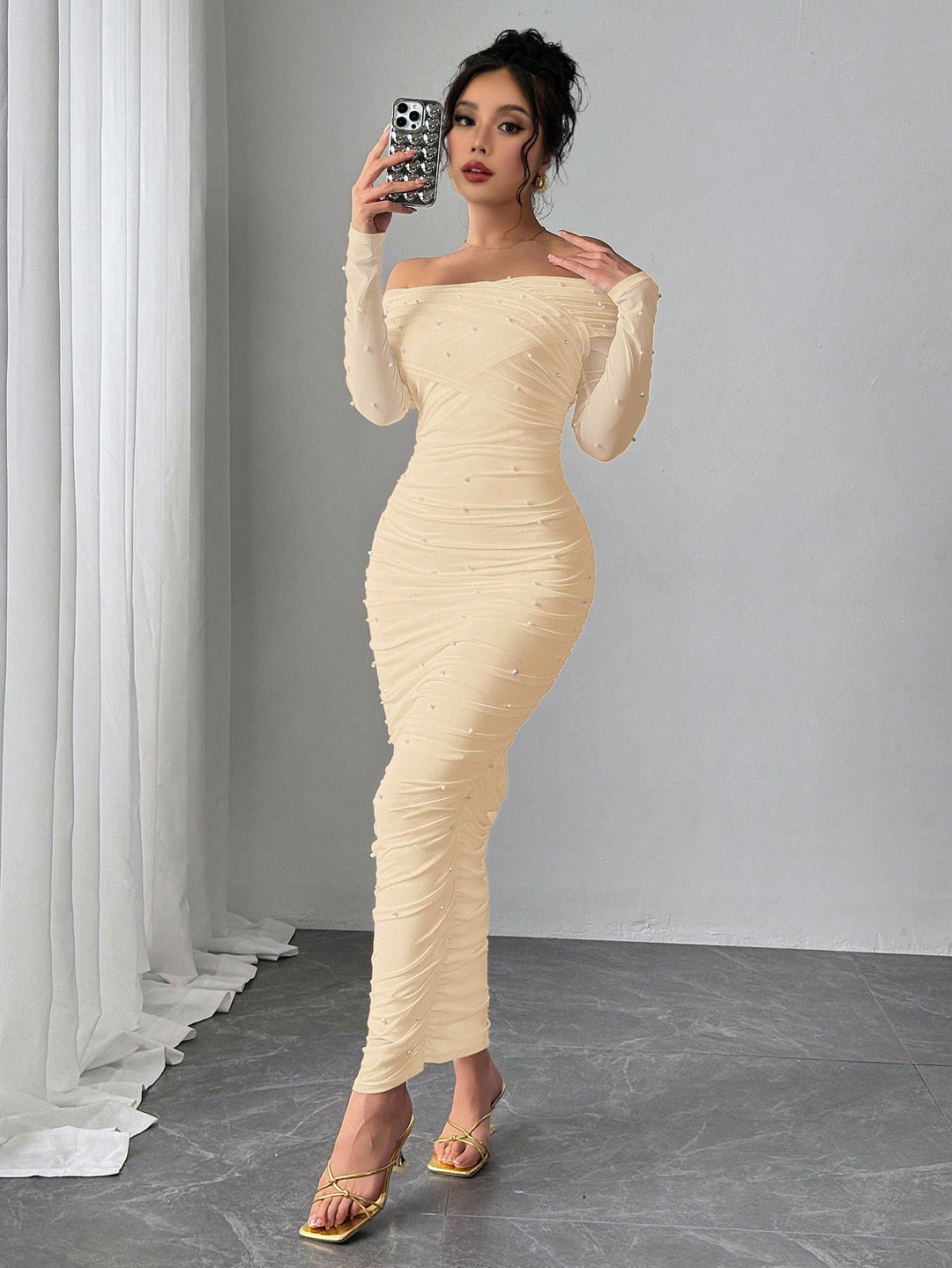 Rochie maxi SHEIN, bej