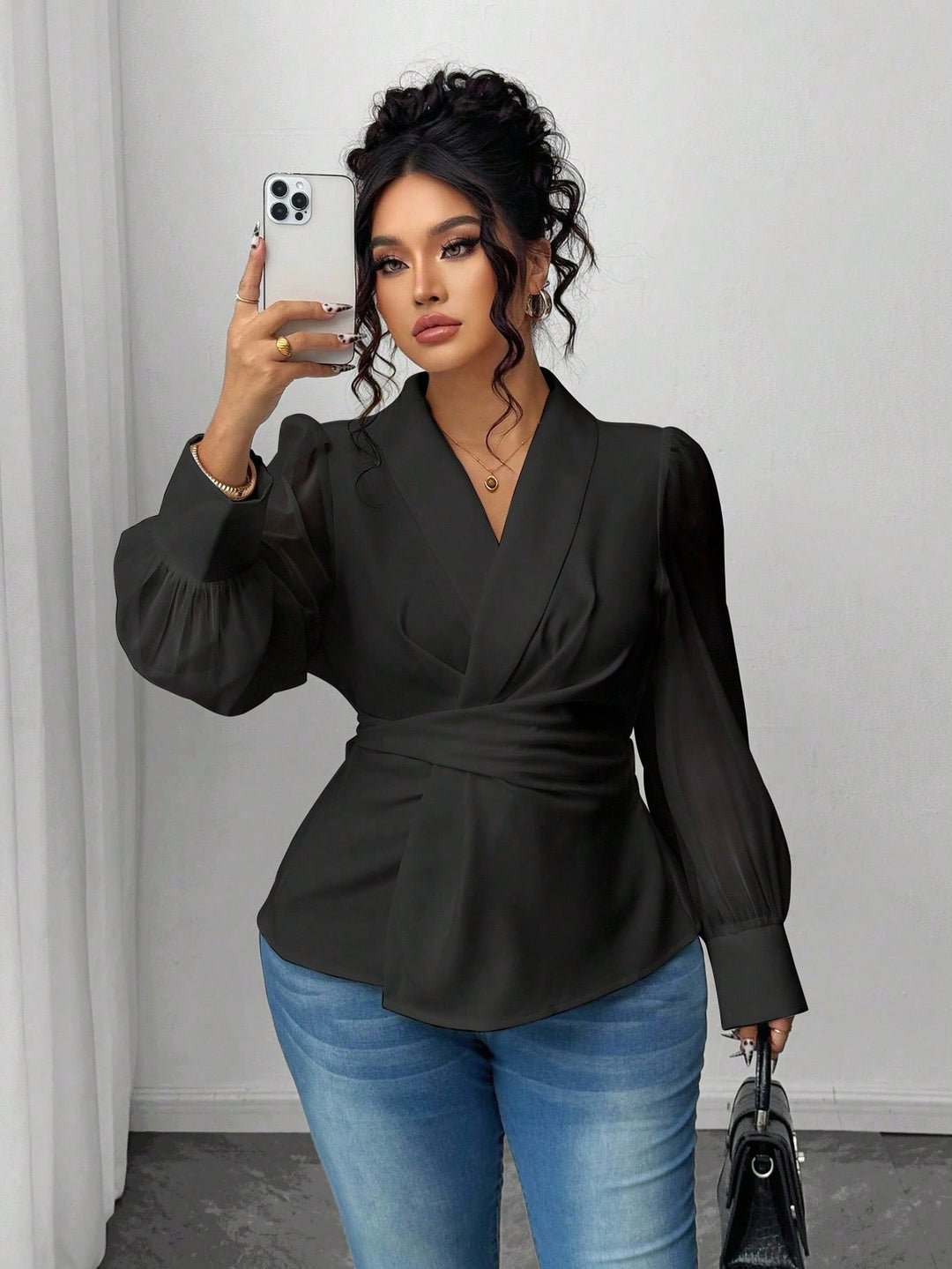 SHEIN blúz, fekete