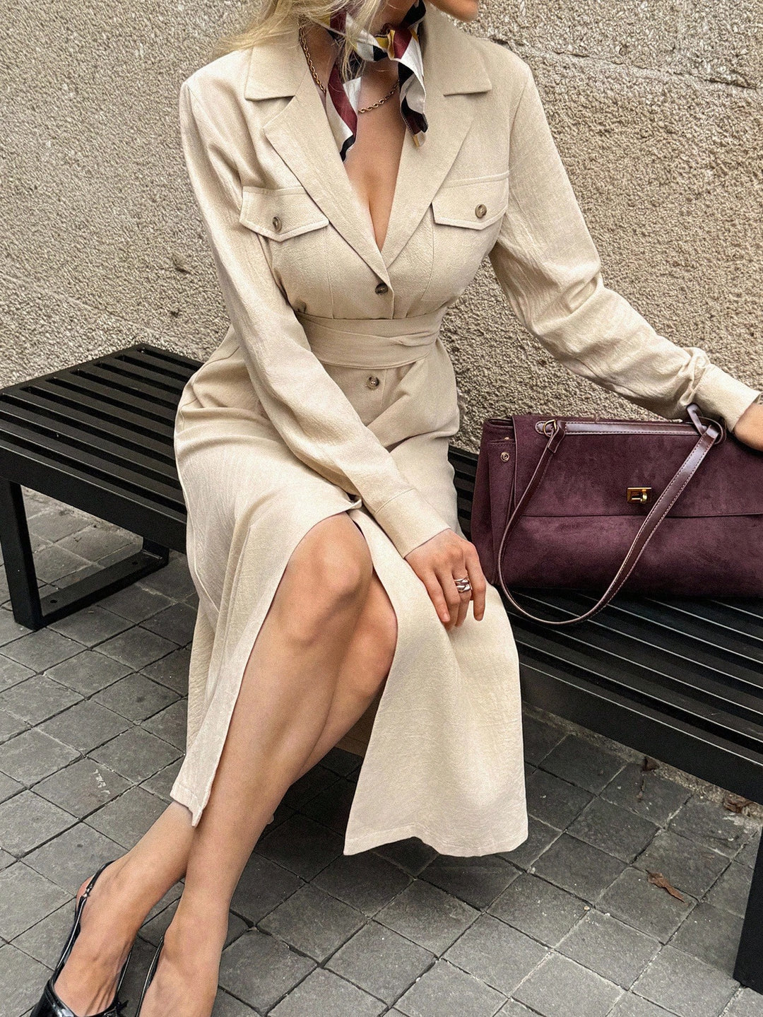 Rochie midi SHEIN, bej