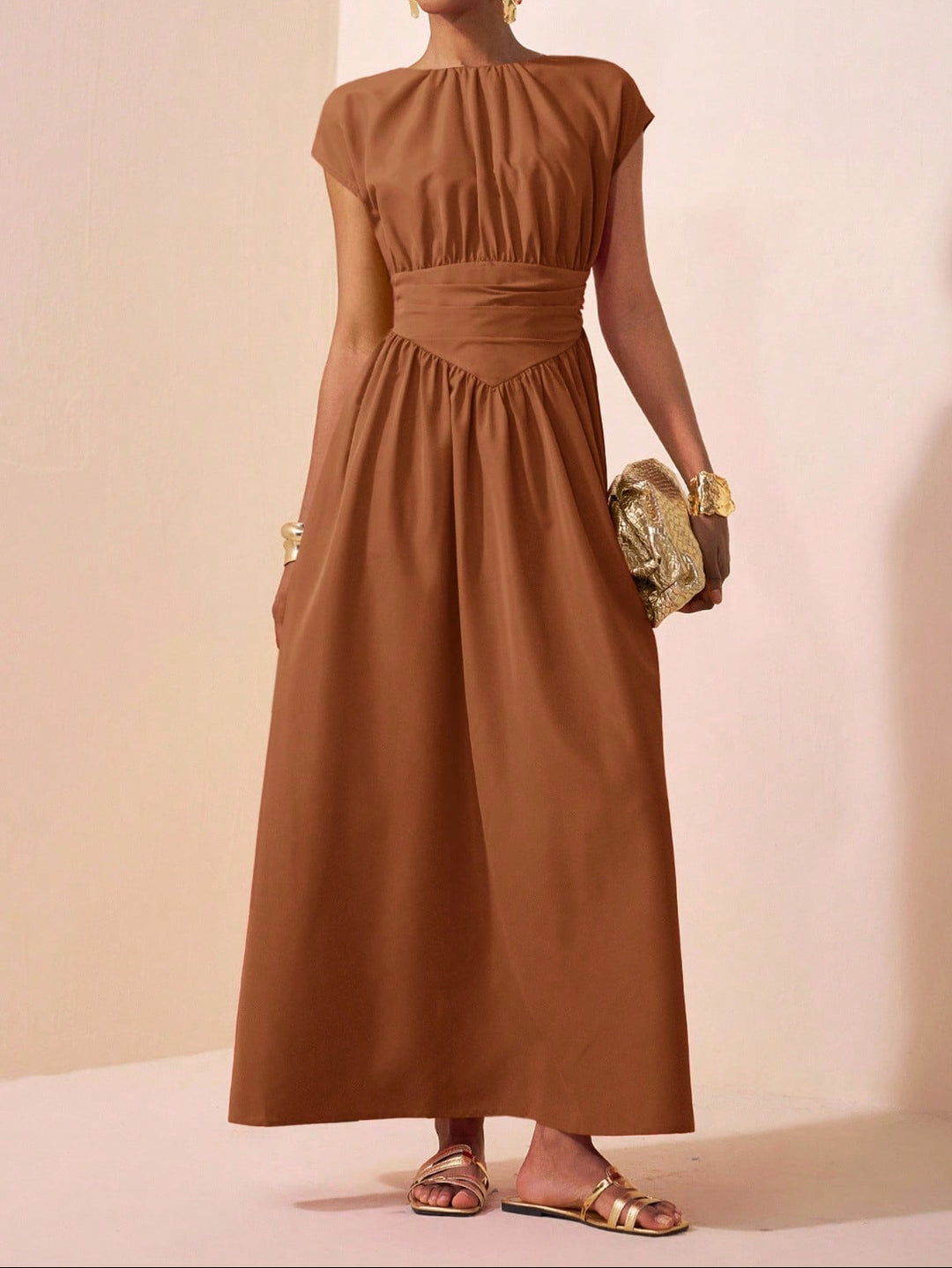 Shein maxi ruha, barna