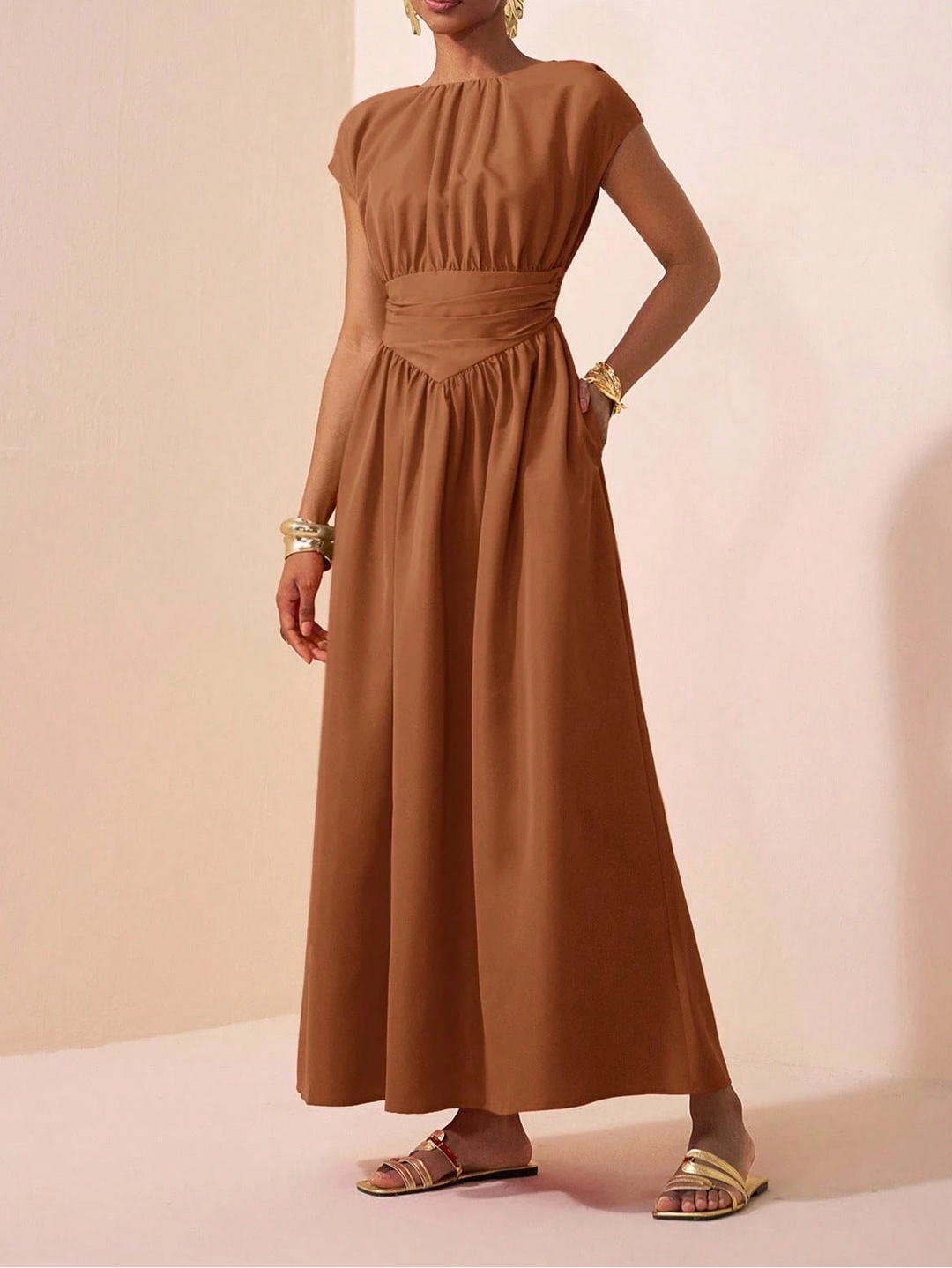 Shein maxi ruha, barna