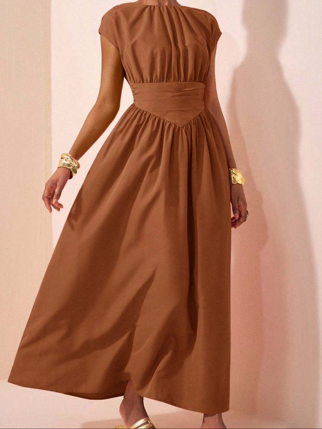 Shein maxi ruha, barna