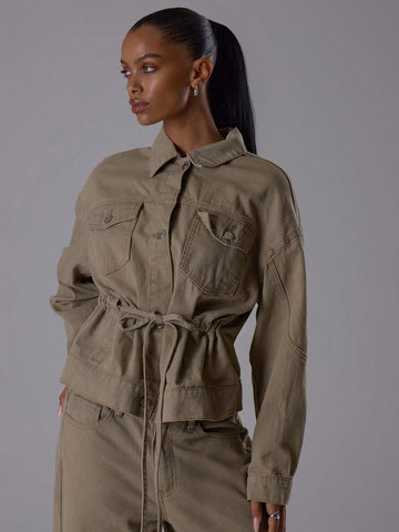 Jachetă denim SHEIN, verde