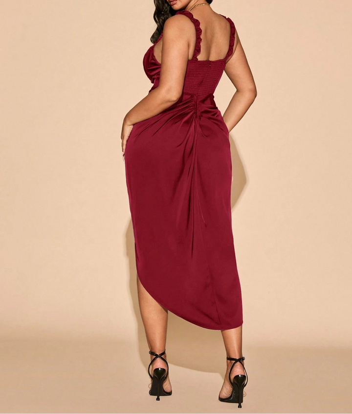 Shein Curve+ maxi ruha, burgundi