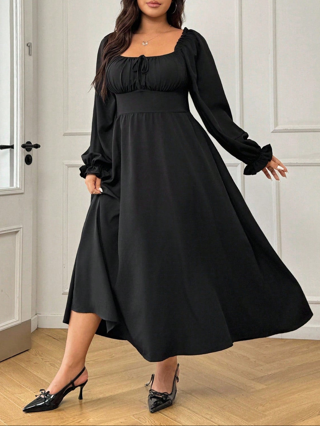 Shein Curve maxi ruha, fekete