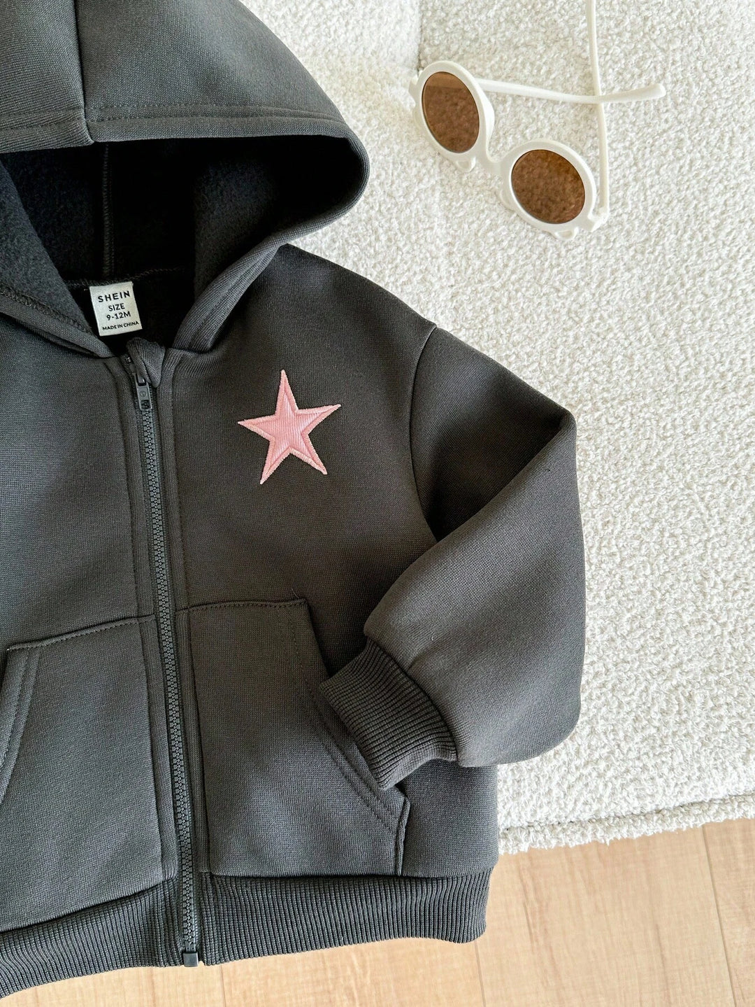 SHEIN szürke cipzáras kapucnis pulóver