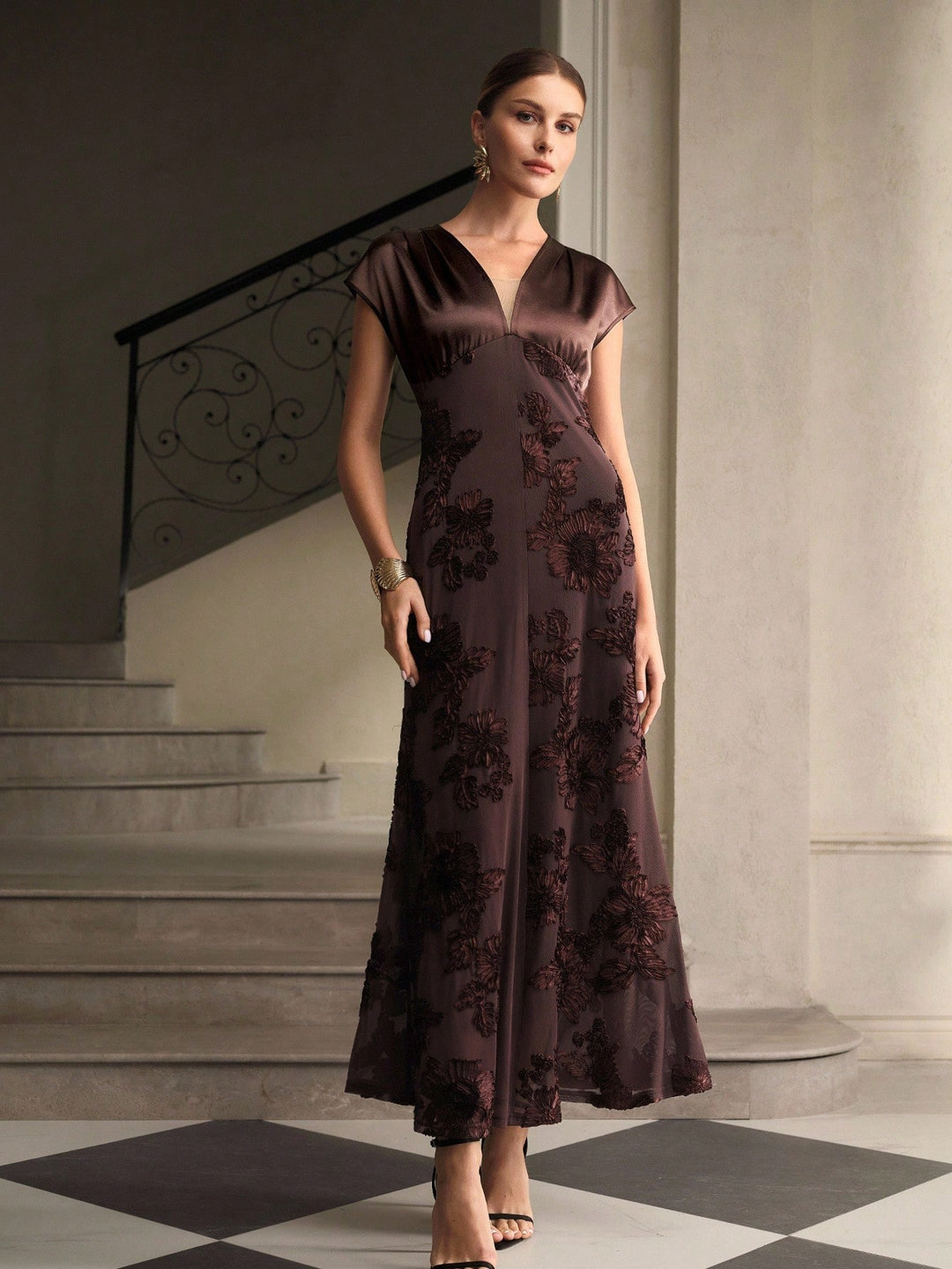 Rochie midi SHEIN, maro