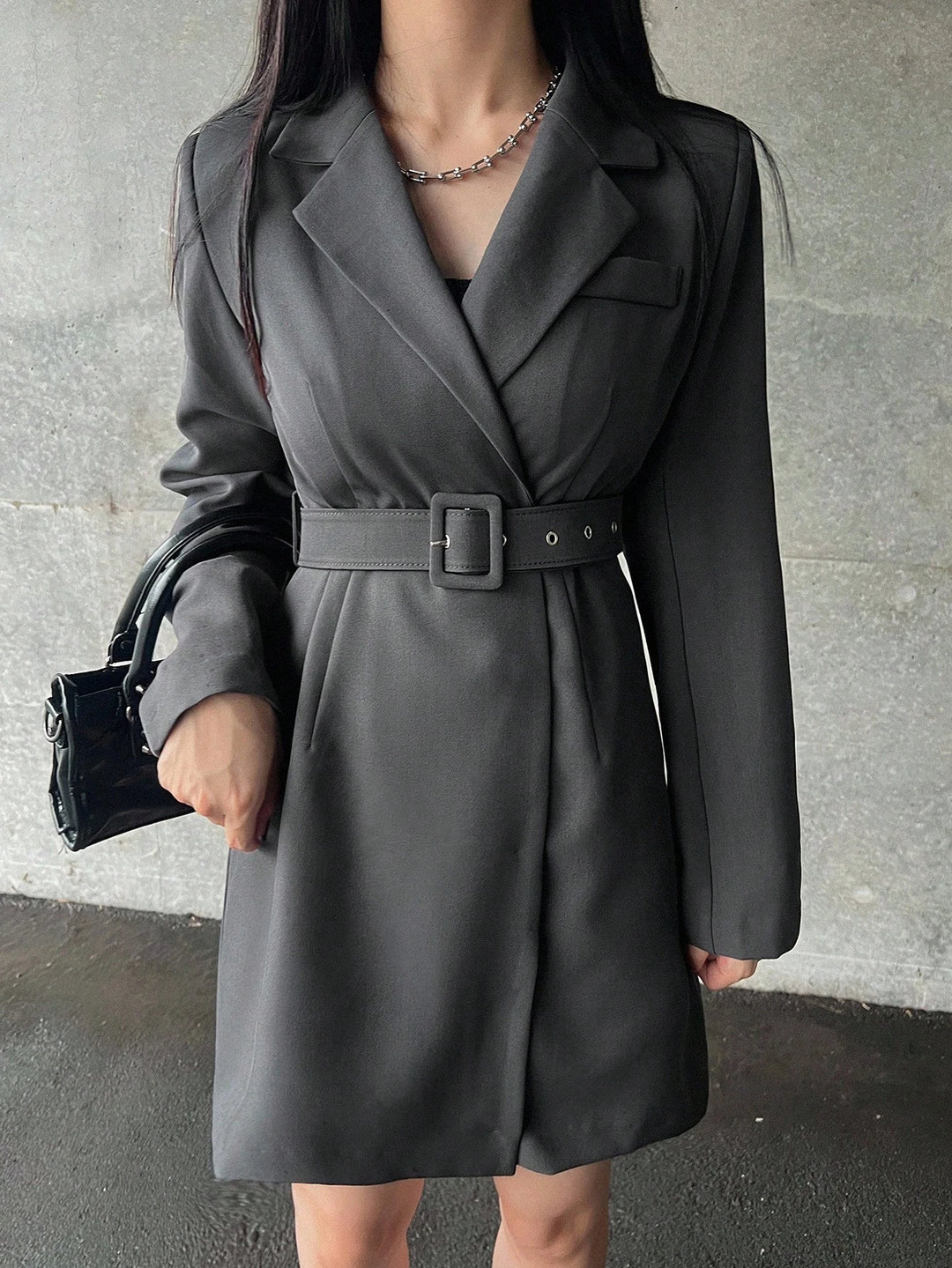 SHEIN szürke blézerruha