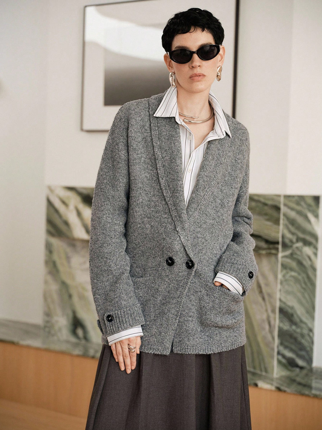 Cardigan SHEIN, gri