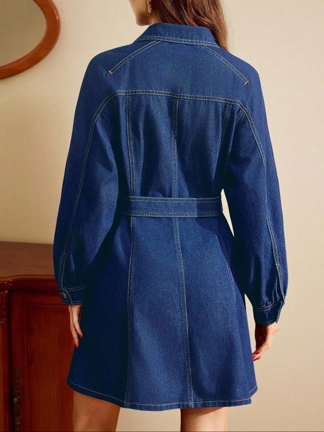 Shein farmer mini ruha, kék