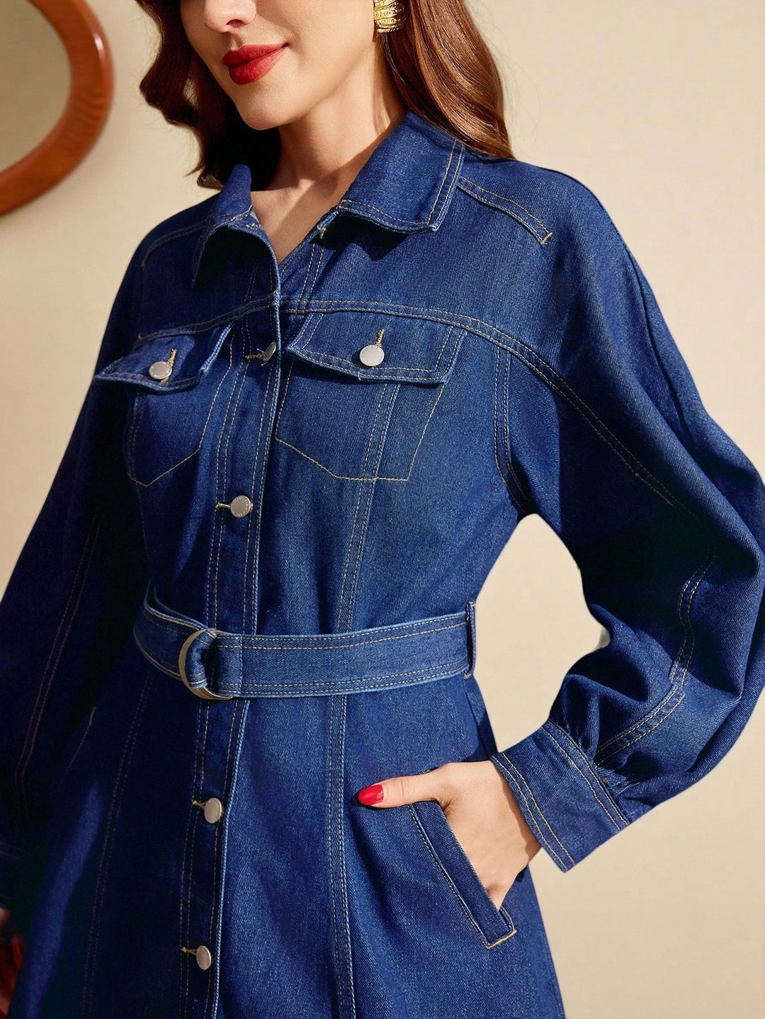 Shein farmer mini ruha, kék