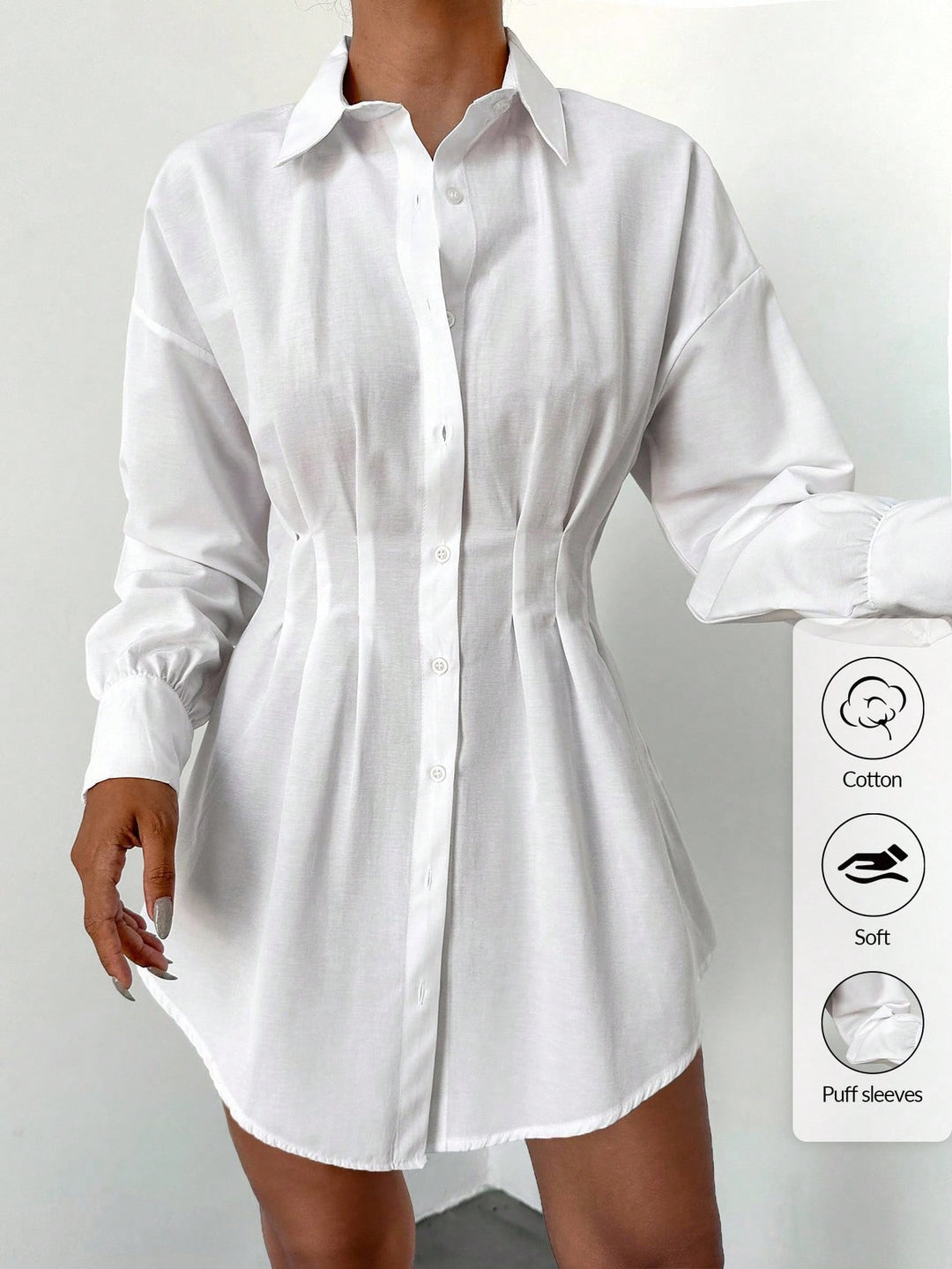 Rochie tip cămașă SHEIN, alb