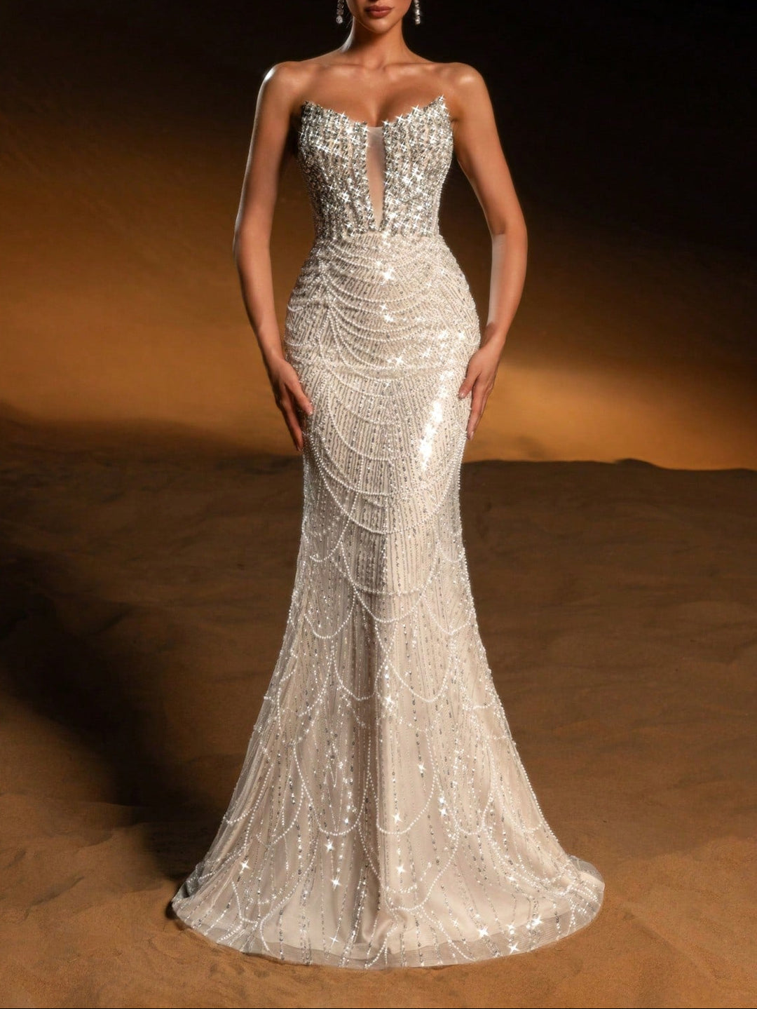 Rochie de ocazie SHEIN, crem