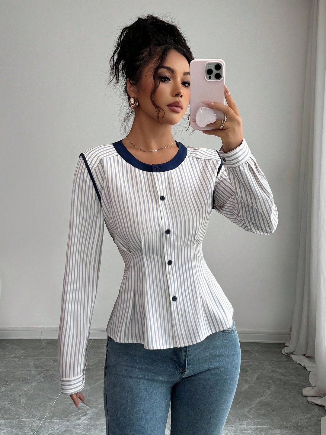 Bluza cu nasturi SHEIN, mix culori