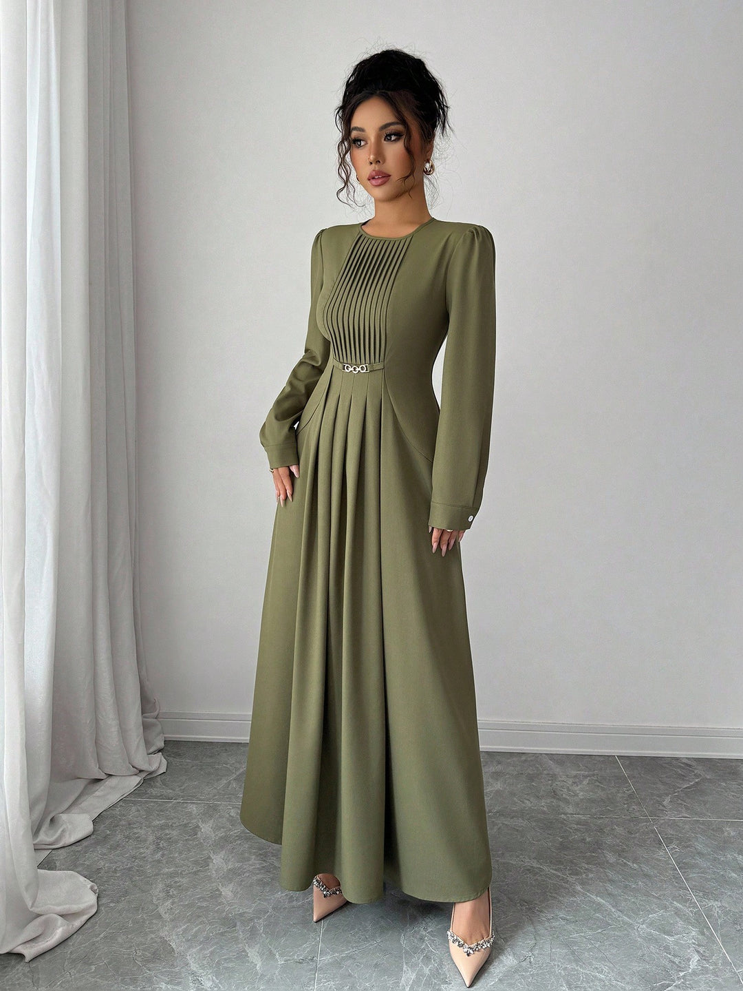Rochie maxi SHEIN, kaki