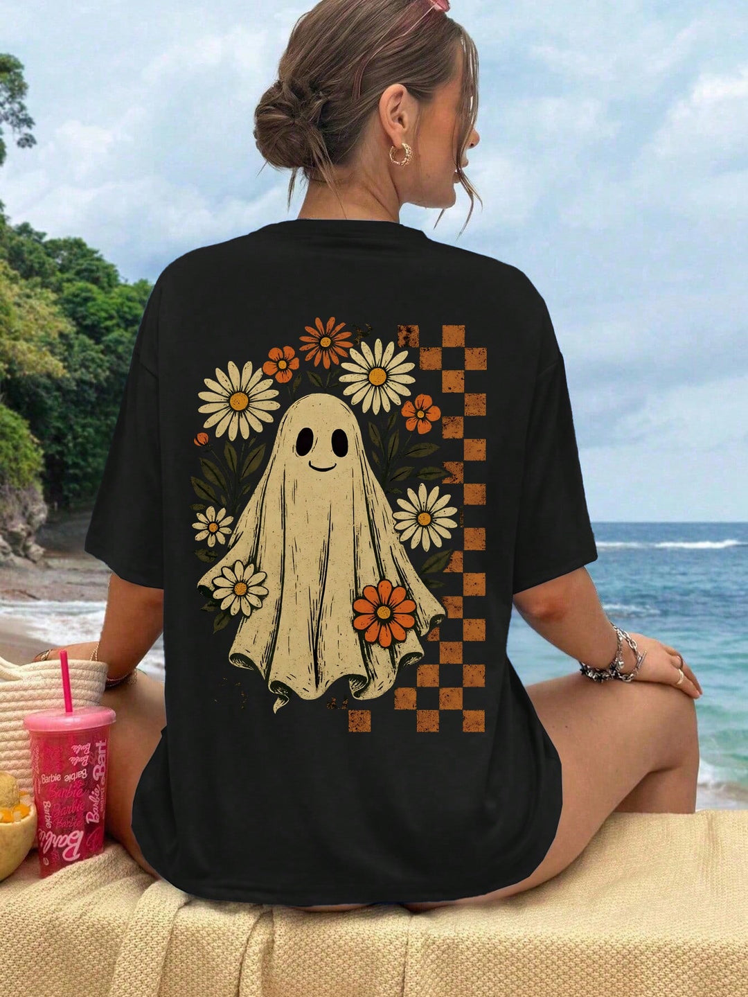 Shein Curve+ póló, fekete