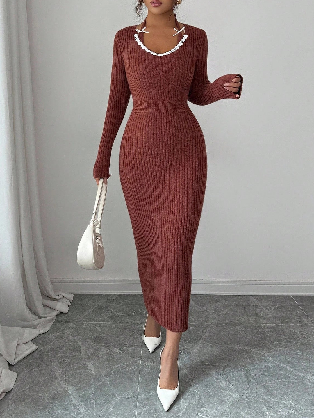 SHEIN Maxi Dress, Brown