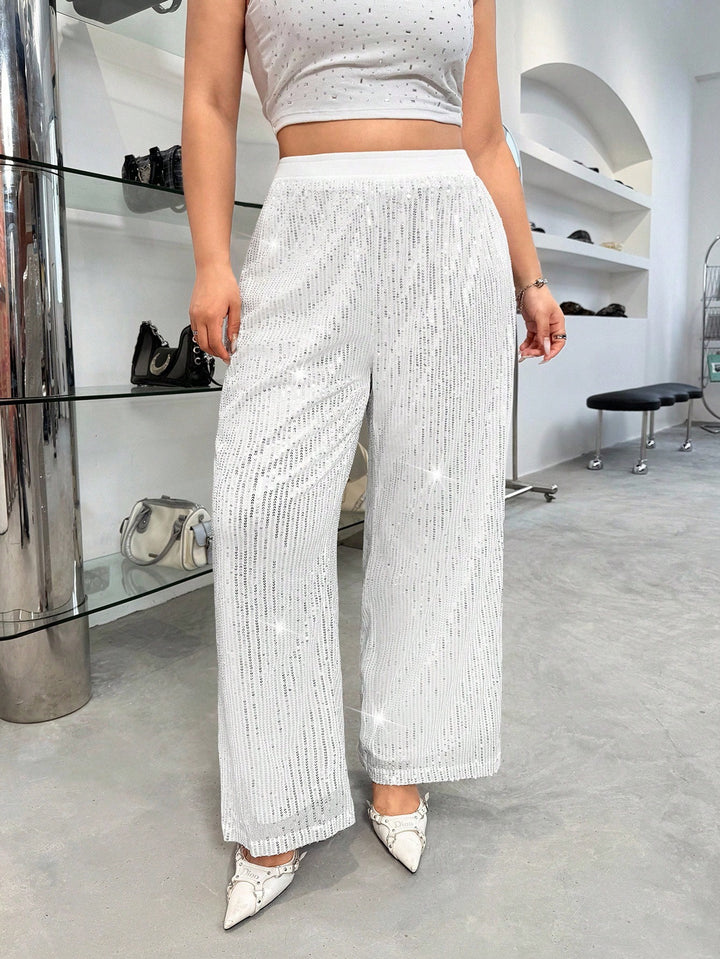 Pantaloni SHEIN, argintiu