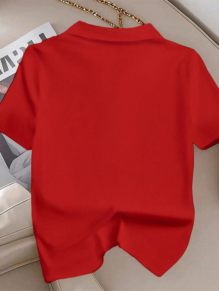 SHEIN gombos póló, piros