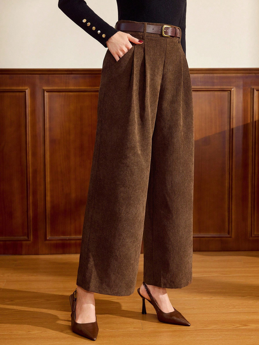 Pantaloni SHEIN, maro