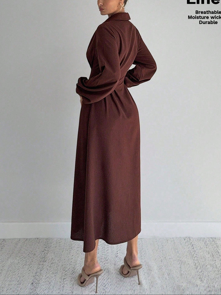 SHEIN Brown Midi Dress