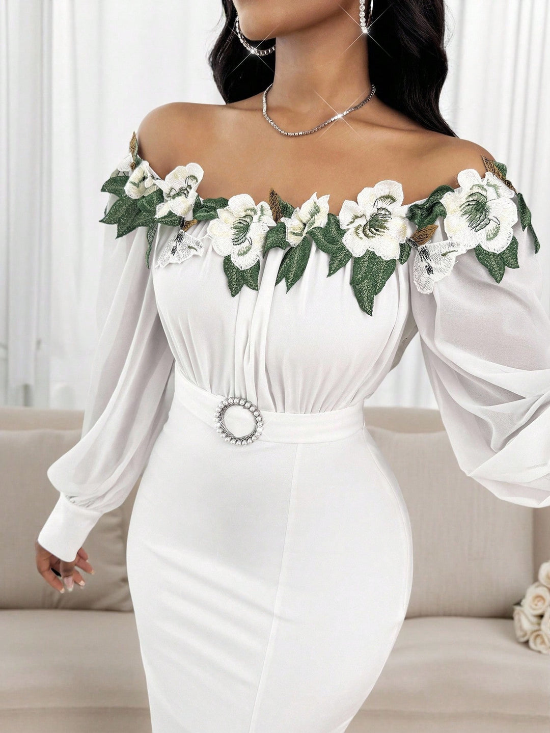 Rochie maxi SHEIN, alb