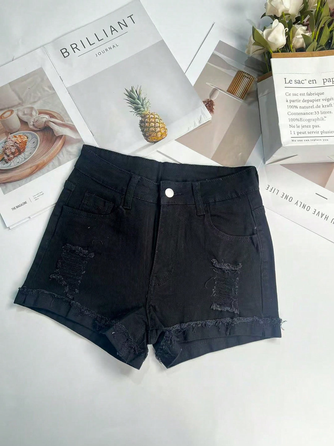 Pantaloni scurți SHEIN, negru
