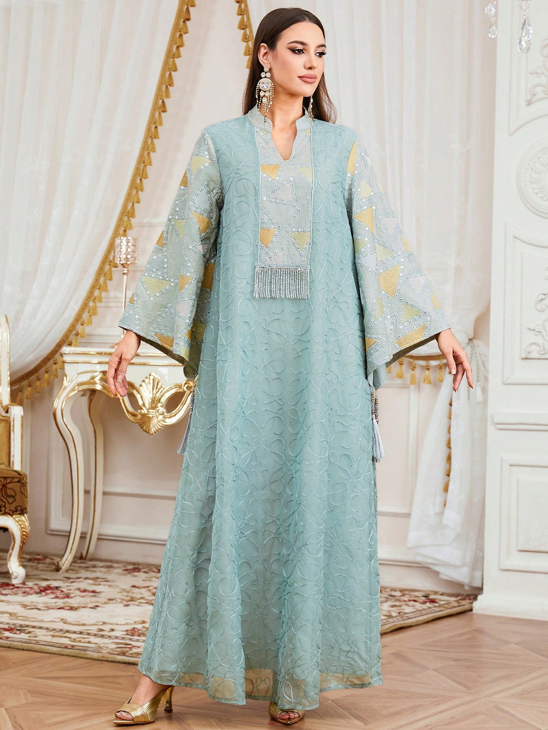 Set caftan și jalabiya SHEIN, verde