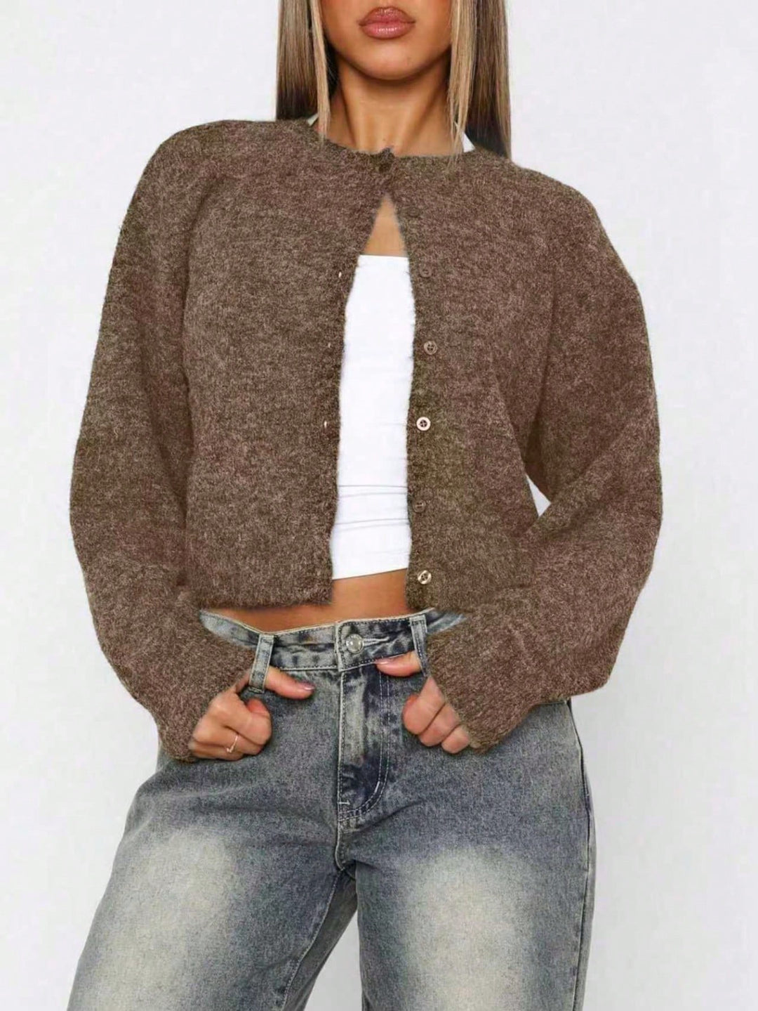 Cardigan SHEIN, maro