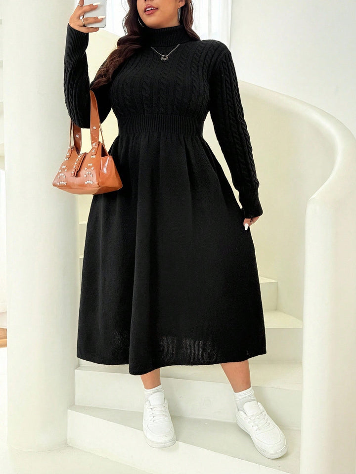 Shein Curve+ midi ruha, fekete
