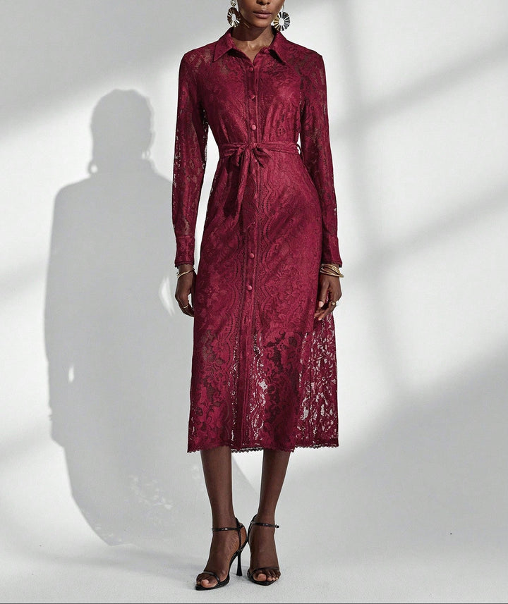 SHEIN bordó maxi ruha