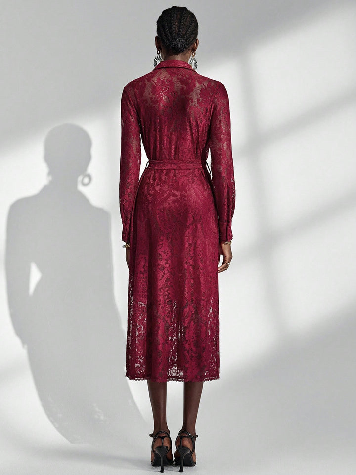 SHEIN bordó maxi ruha