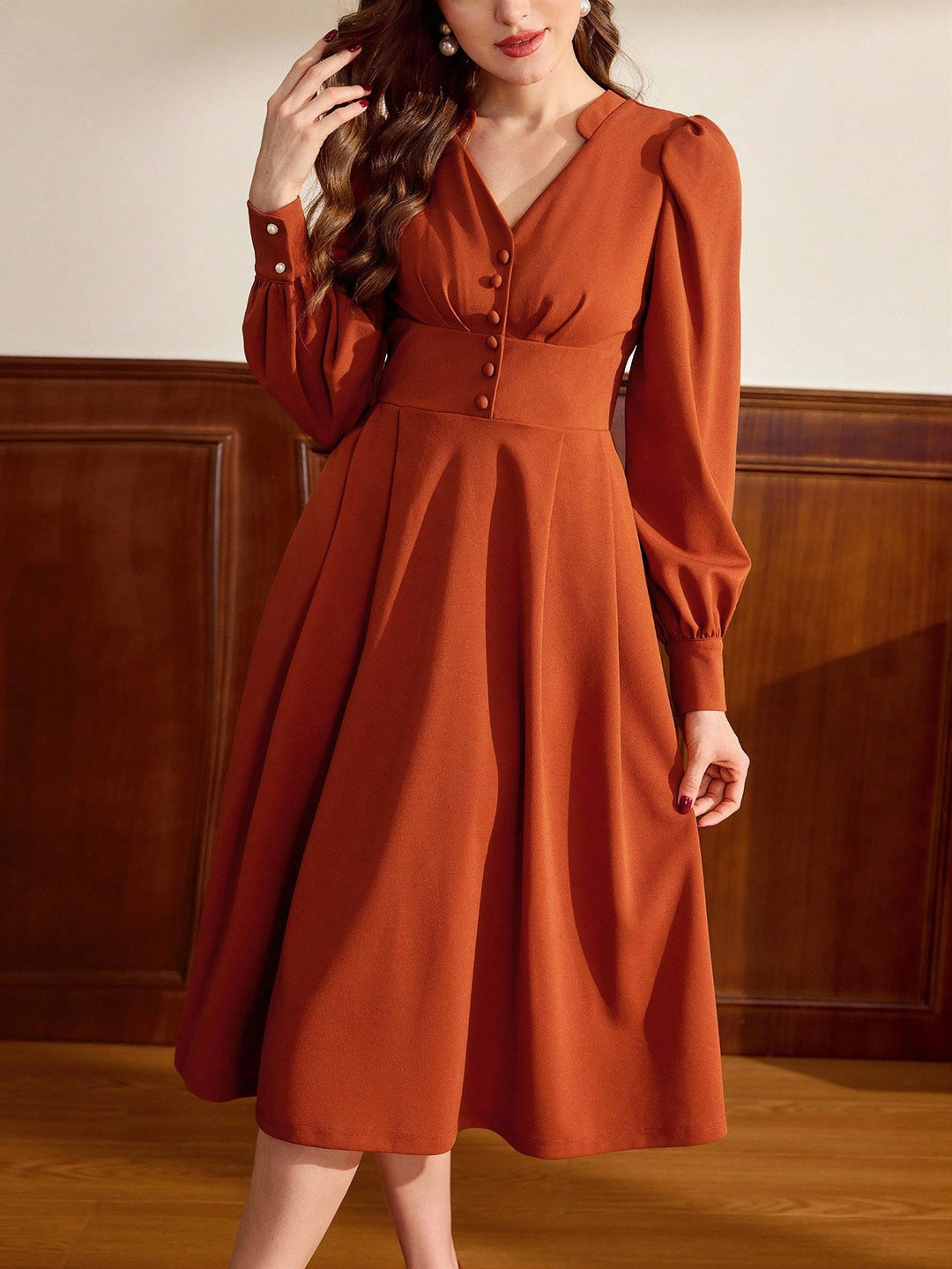 Rochie midi SHEIN, maro