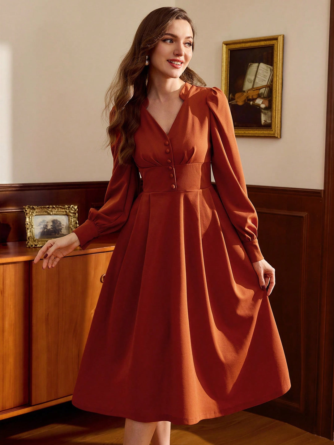 Rochie midi SHEIN, maro