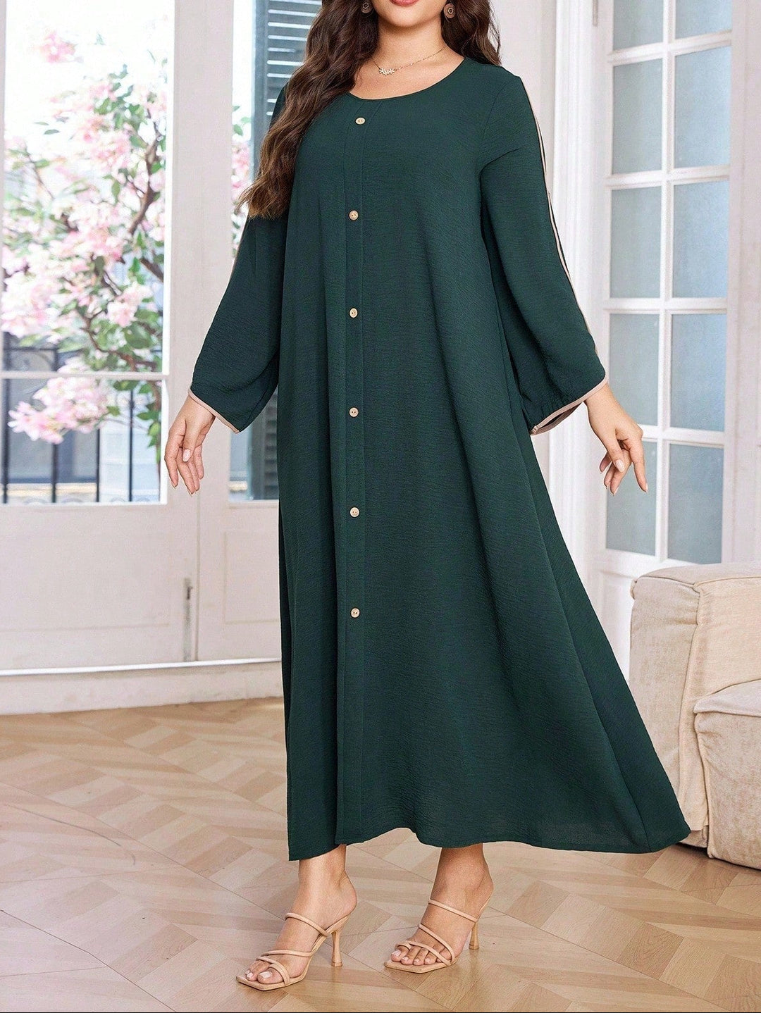 Shein Curve+ maxi ruha, zöld