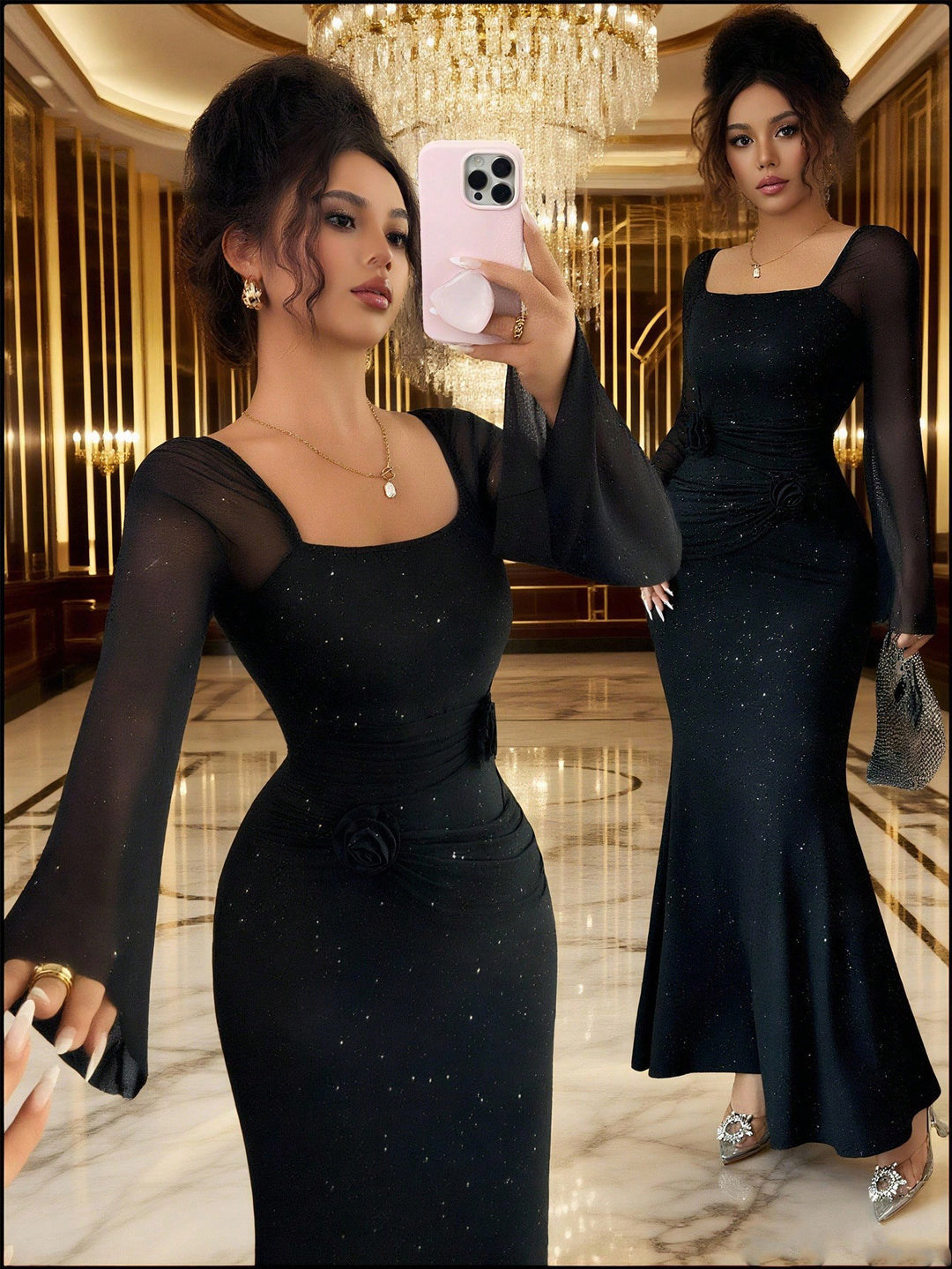 Rochie midi SHEIN, negru