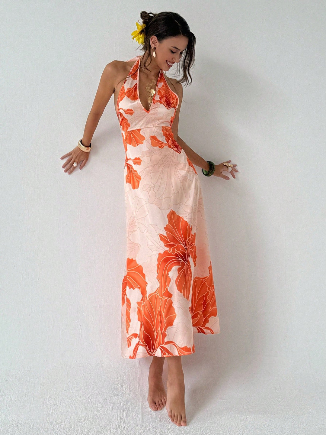 Rochie maxi SHEIN, portocaliu