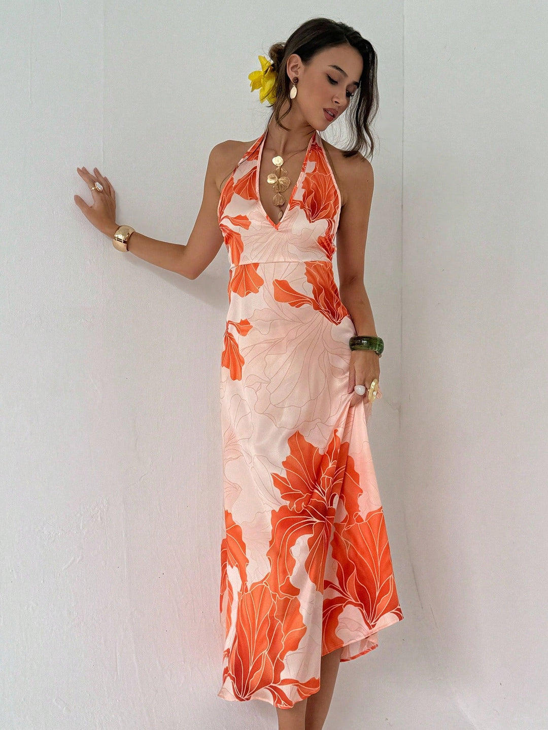 Rochie maxi SHEIN, portocaliu