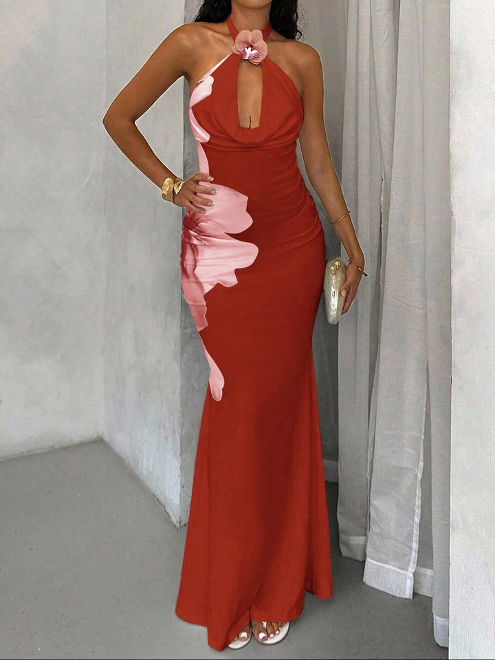 SHEIN bordó maxi ruha