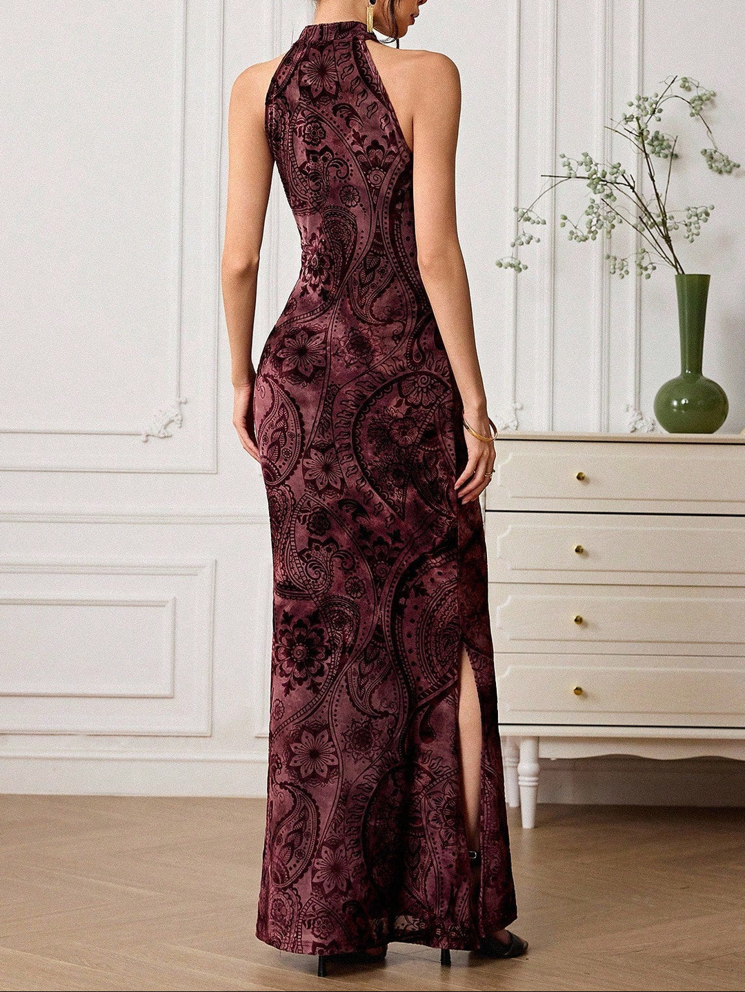 Shein maxi ruha, bordó